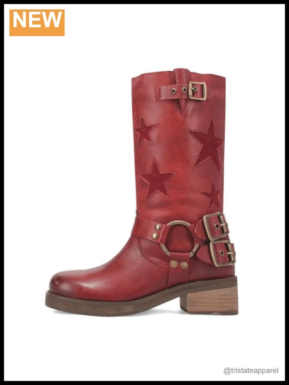 Knee High Riding Boots Square Toe Chunky Heel Faux Leather Western Moto Boots